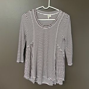 Cato, XS (fits large), purple and white, long sleeve, comfortable!